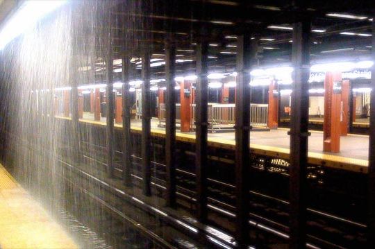 Photograph of last night's rains wreaking havoc at the 34th Street subway station by Geoff Ross on Flickr